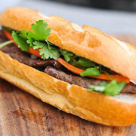 Banh Mi with cilantro and 
                pickled carrots